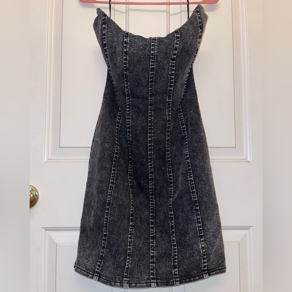 Fashion Nova Doll In Denim Mini Dress - Black Wash - Picture 2 of 7